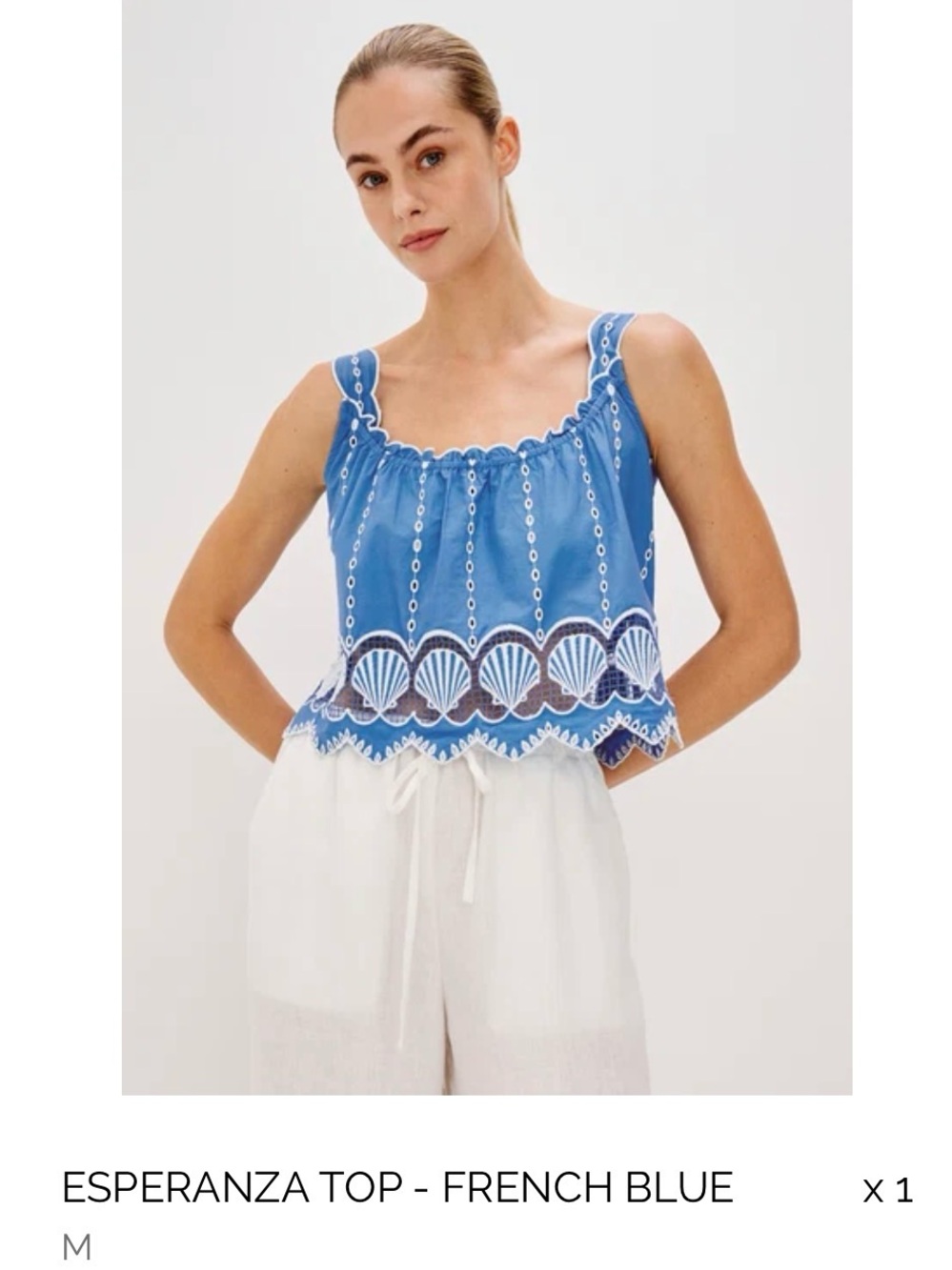 Rails Esperanza Embroidered Blue Shell Tank